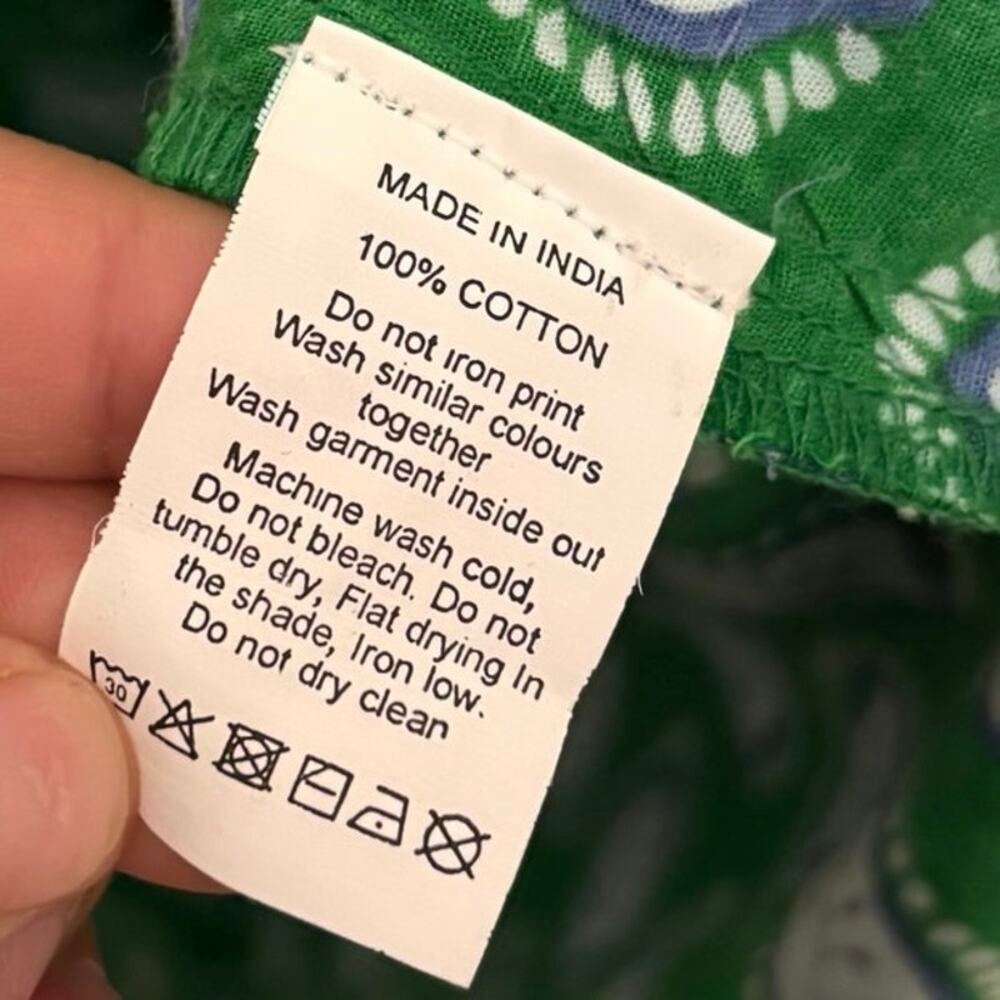 Caryn Lawn 100% Cotton Green Floral Pippi Leaf Mini Dress Size One Size - Picture 6 of 6